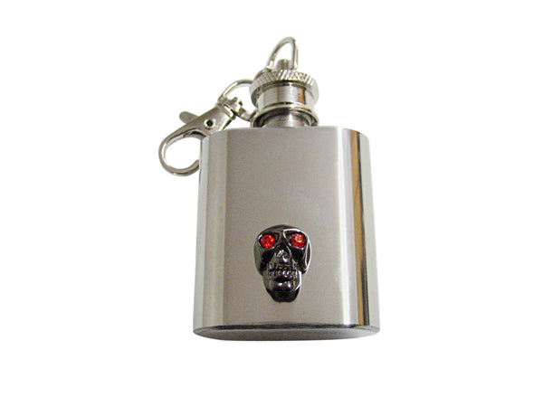 Skull with Red Eyes 1 Oz. Stainless Steel Key Chain Flask
