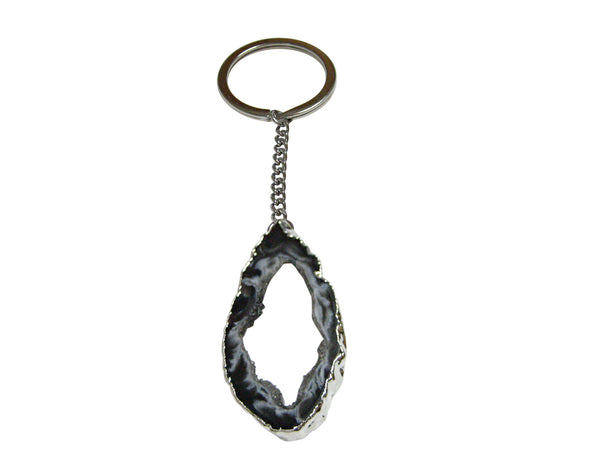 Sliced Agate Geode Pendant Keychain