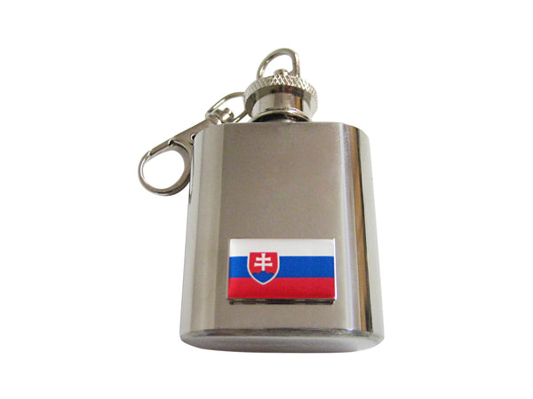 Slovakia Flag Pendant 1 Oz. Stainless Steel Key Chain Flask