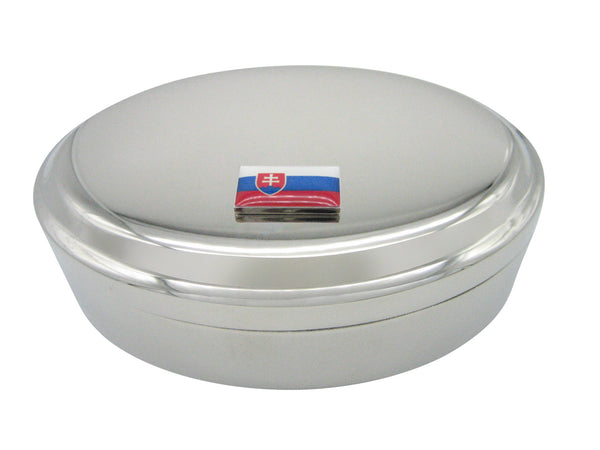 Slovakia Flag Pendant Oval Trinket Jewelry Box