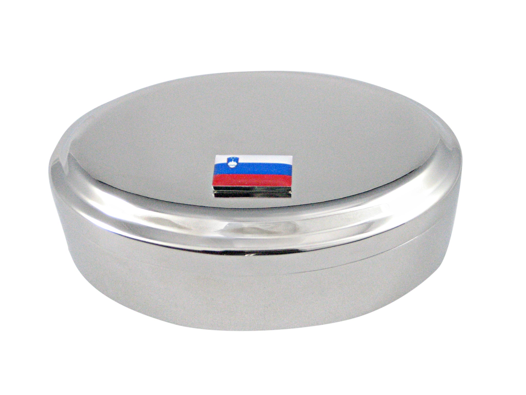 Slovenia Flag Pendant Oval Trinket Jewelry Box