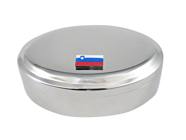 Slovenia Flag Pendant Oval Trinket Jewelry Box