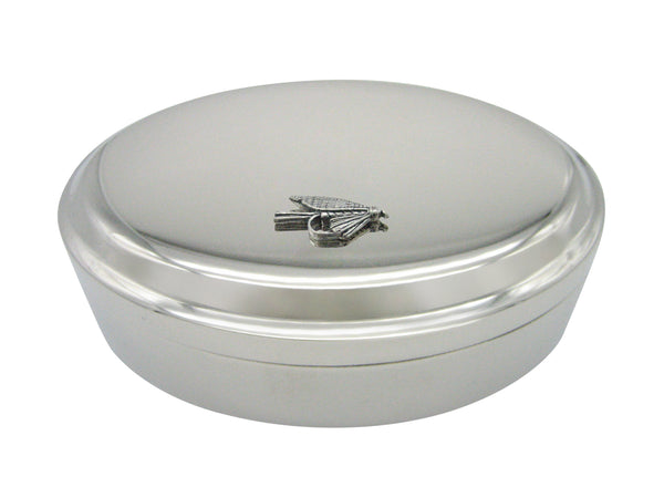 Small Fishing Fly Pendant Oval Trinket Jewelry Box