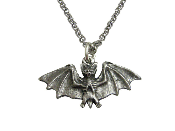 Small Pewter Bat Pendant Necklace