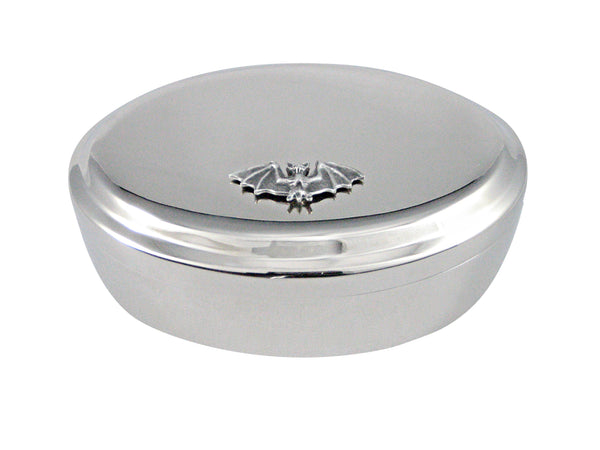 Small Pewter Bat Pendant Oval Trinket Jewelry Box