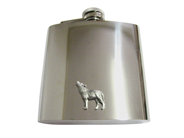 Small Textured Wolf 6 Oz. Stainless Steel Flask