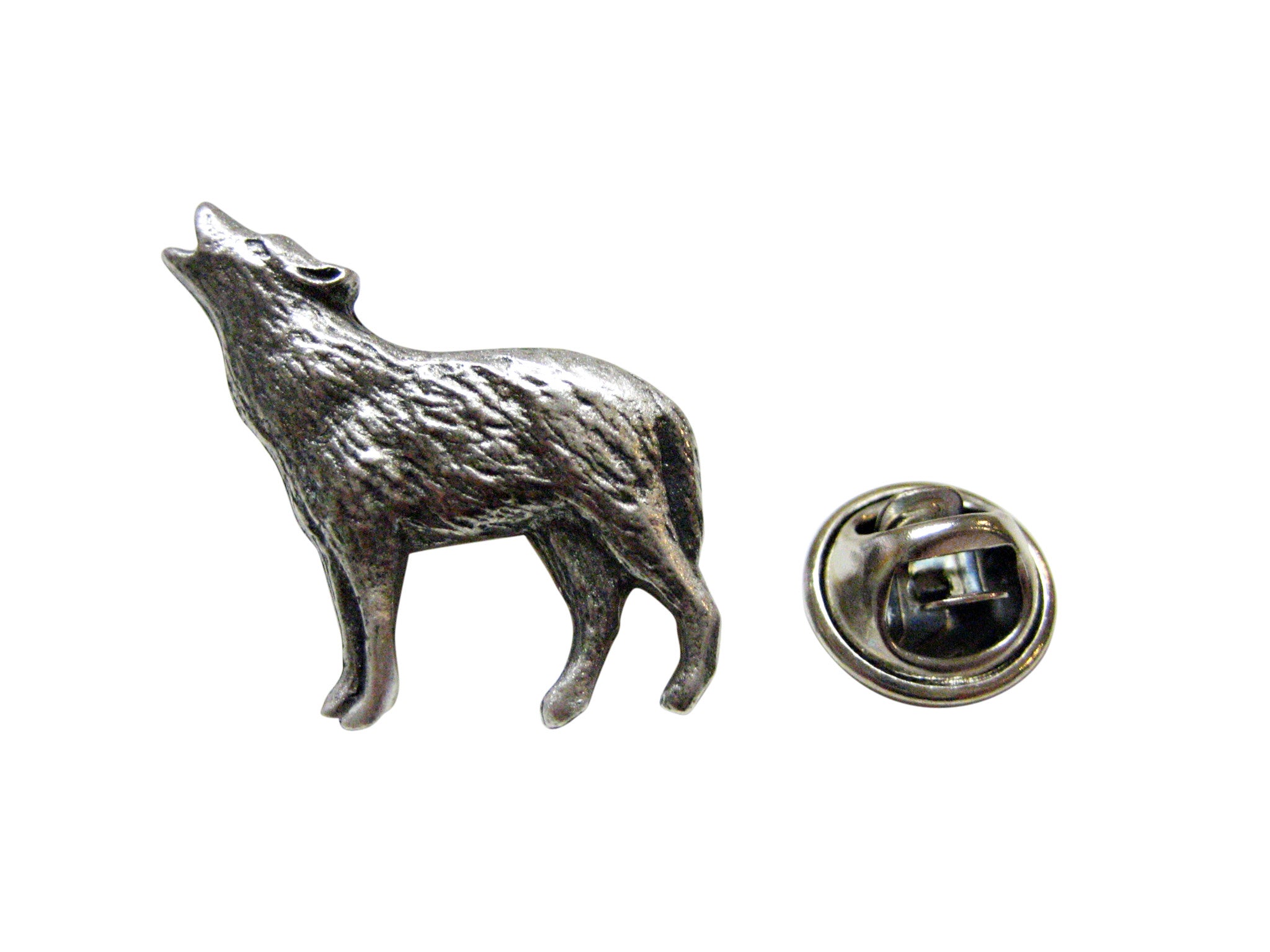 Small Textured Wolf Lapel Pin