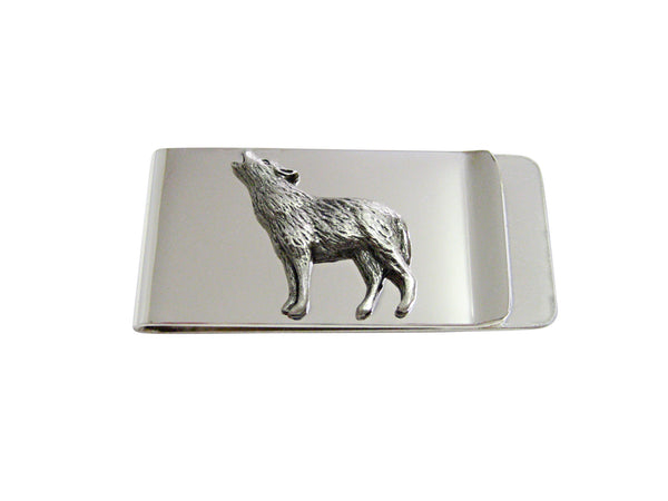 Small Textured Wolf Money Clip