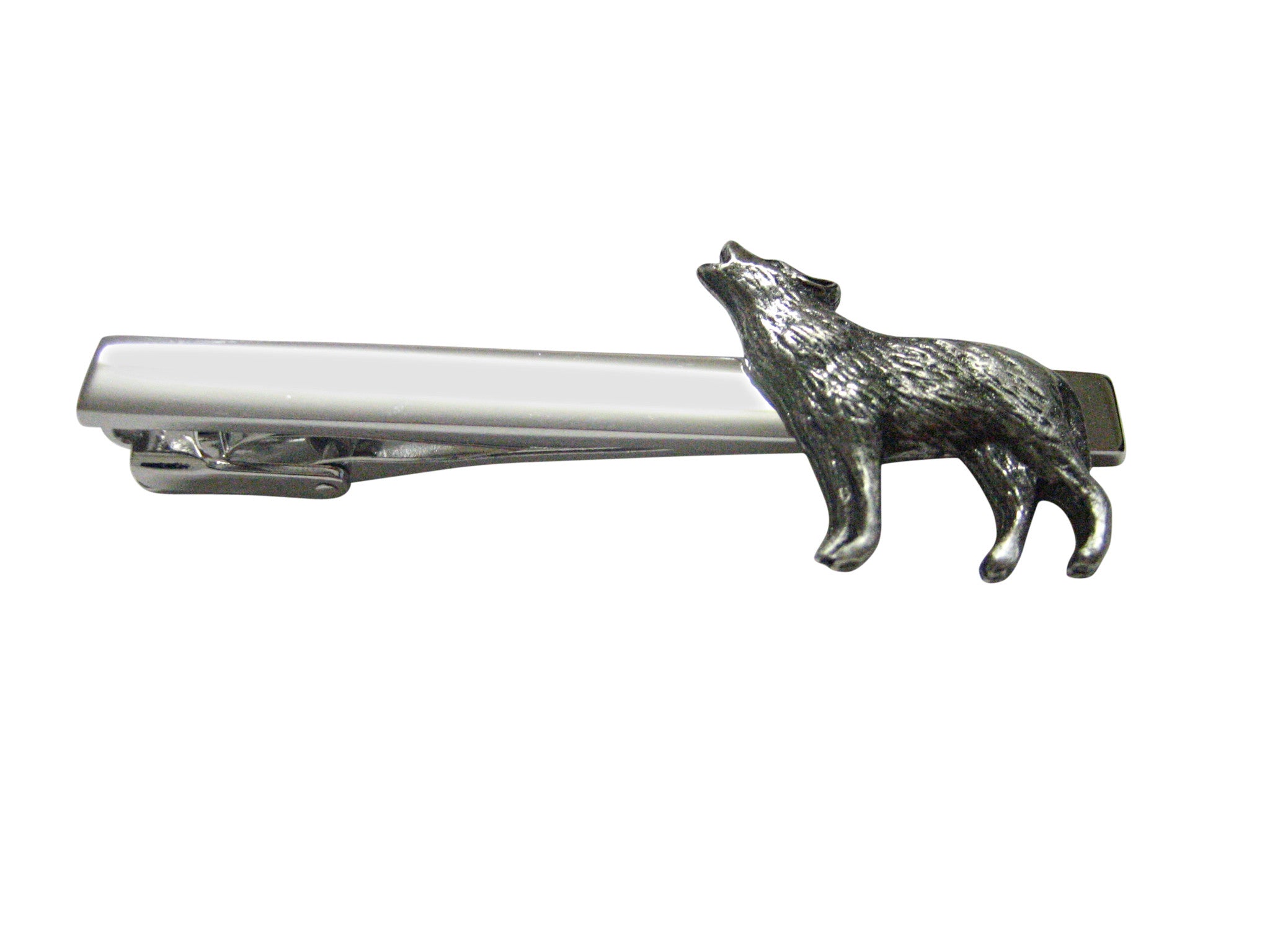 Small Textured Wolf Square Tie Clip