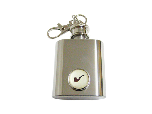 Brown Smoking Pipe 1 Oz. Stainless Steel Key Chain Flask
