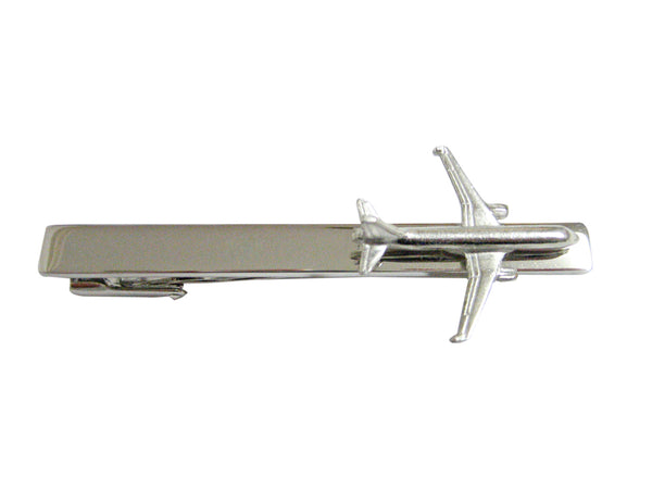 Smooth Commercial Jet Plane Square Tie Clip