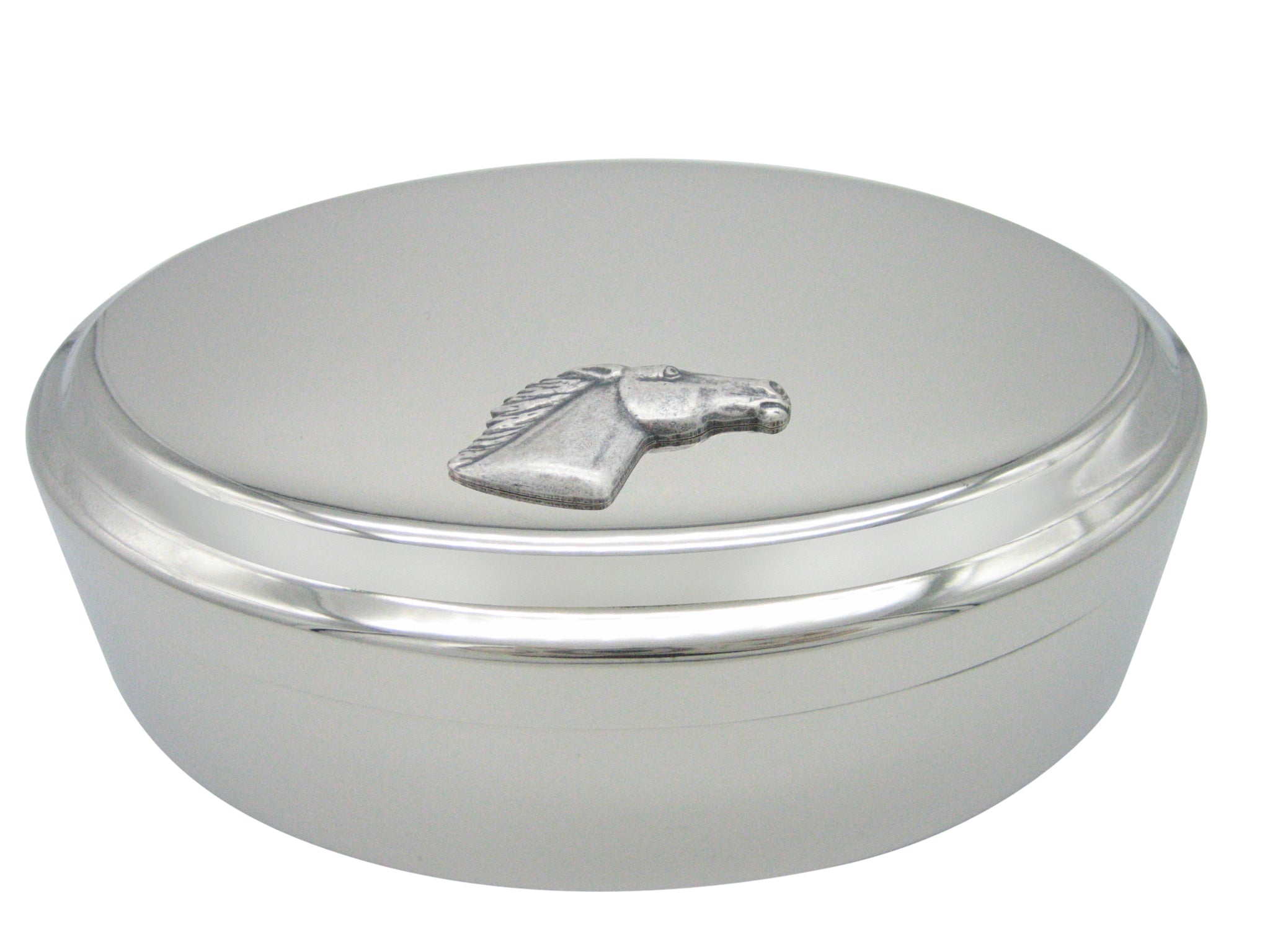 Smooth Horse Head Pendant Oval Trinket Jewelry Box