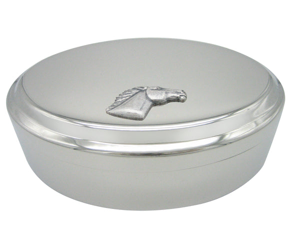 Smooth Horse Head Pendant Oval Trinket Jewelry Box