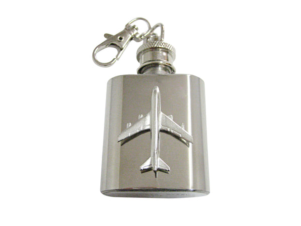 Smooth Large Commercial Jet Plane 1 Oz. Stainless Steel Key Chain Flask