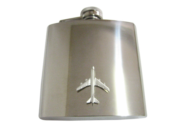 Smooth Large Commercial Jet Plane 6 Oz. Stainless Steel Flask