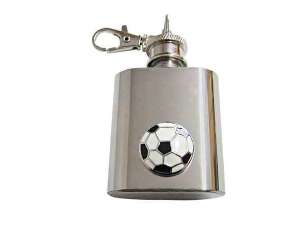 Soccer Ball 1 Oz. Stainless Steel Key Chain Flask