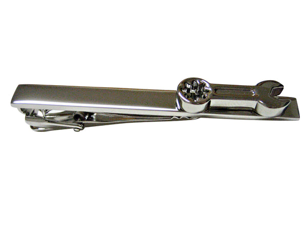 Silver Toned Socket Wrench Tool Square Tie Clip