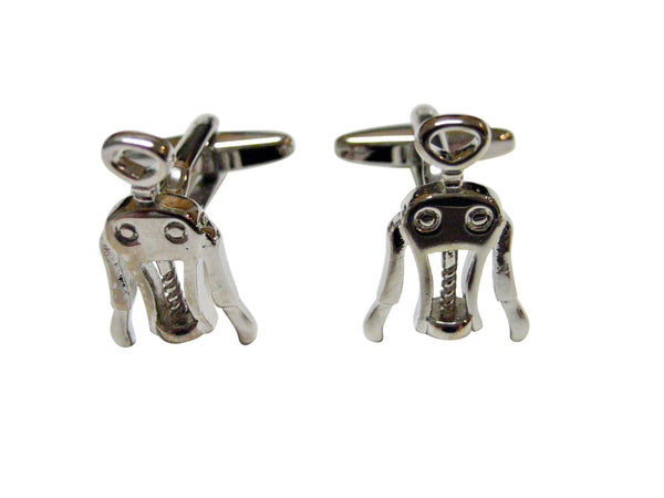 Silver Toned Sommelier Wine Screw Cufflinks