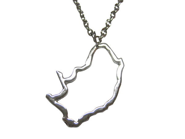 Silver Toned South Africa Map Outline Pendant Necklace