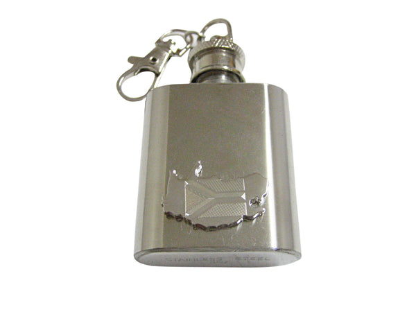 South Africa Map Shape and Flag Design 1 Oz. Stainless Steel Key Chain Flask