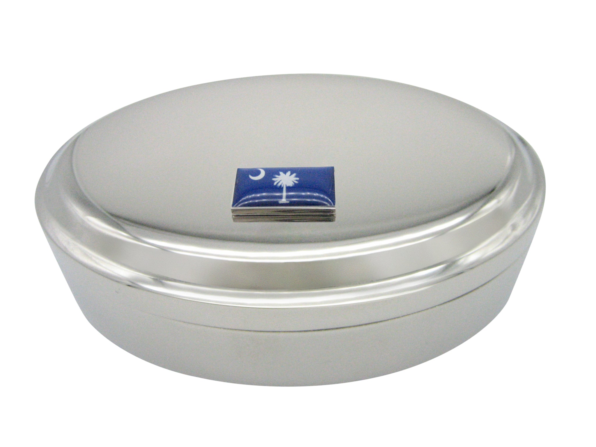 South Carolina Flag Pendant Oval Trinket Jewelry Box