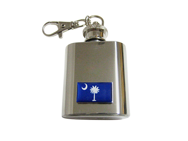 South Carolina State Flag Pendant 1 Oz. Stainless Steel Key Chain Flask