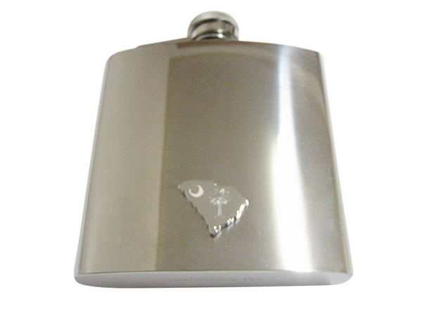 South Carolina State Map Shape and Flag Design 6 Oz. Stainless Steel Flask