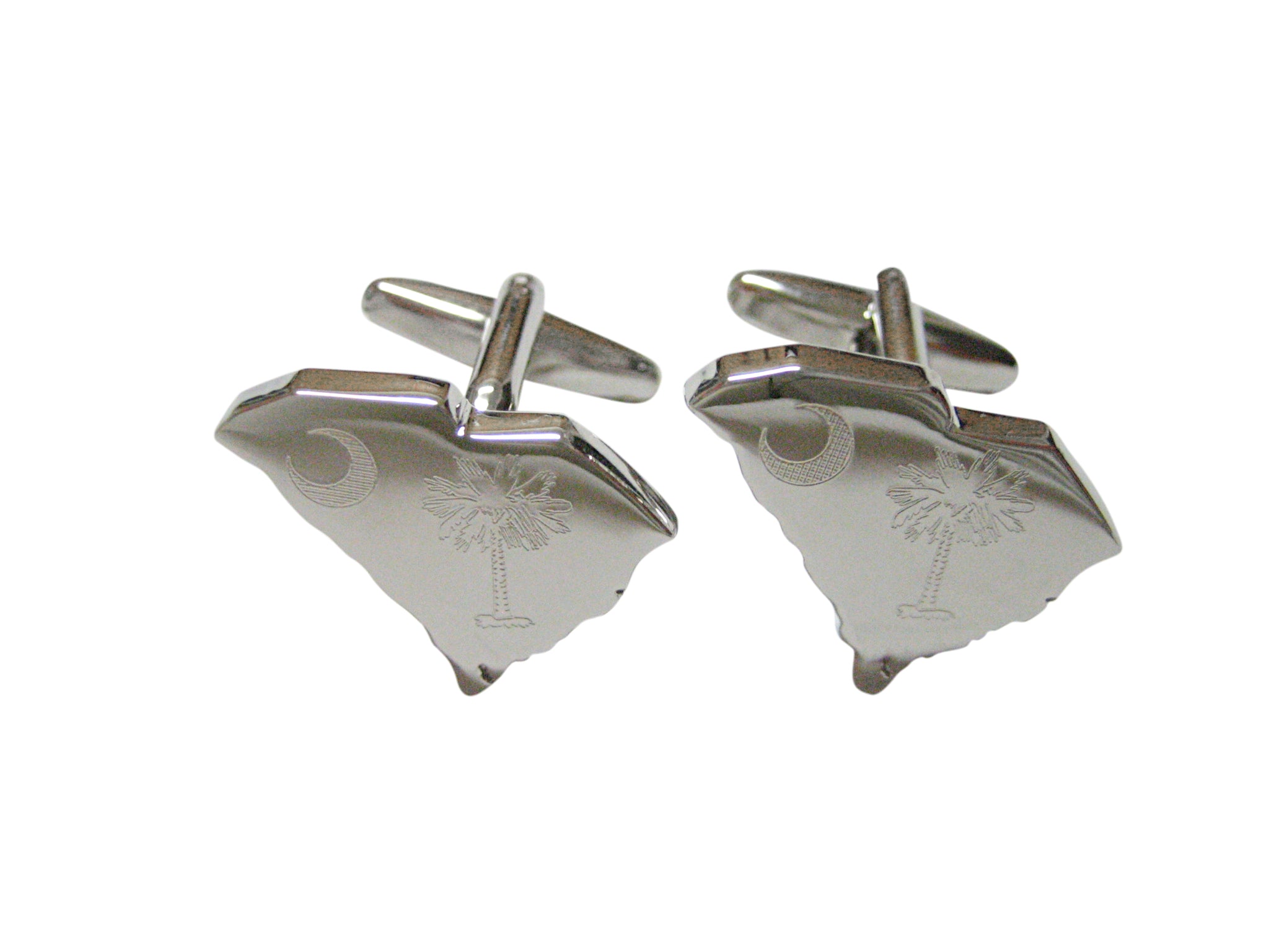 South Carolina State Map Shape and Flag Design Cufflinks