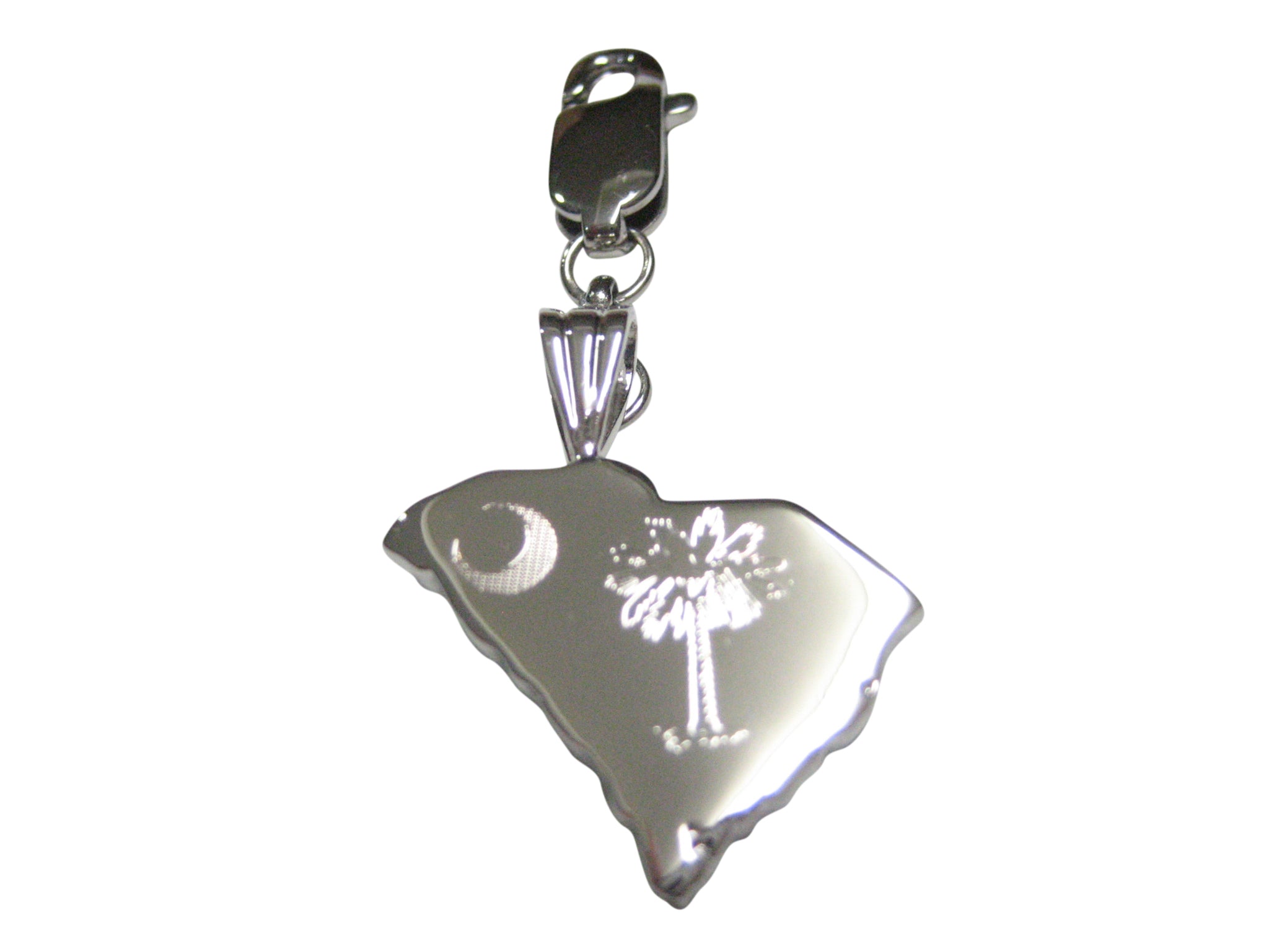 South Carolina State Map Shape and Flag Design Pendant Zipper Pull Charm