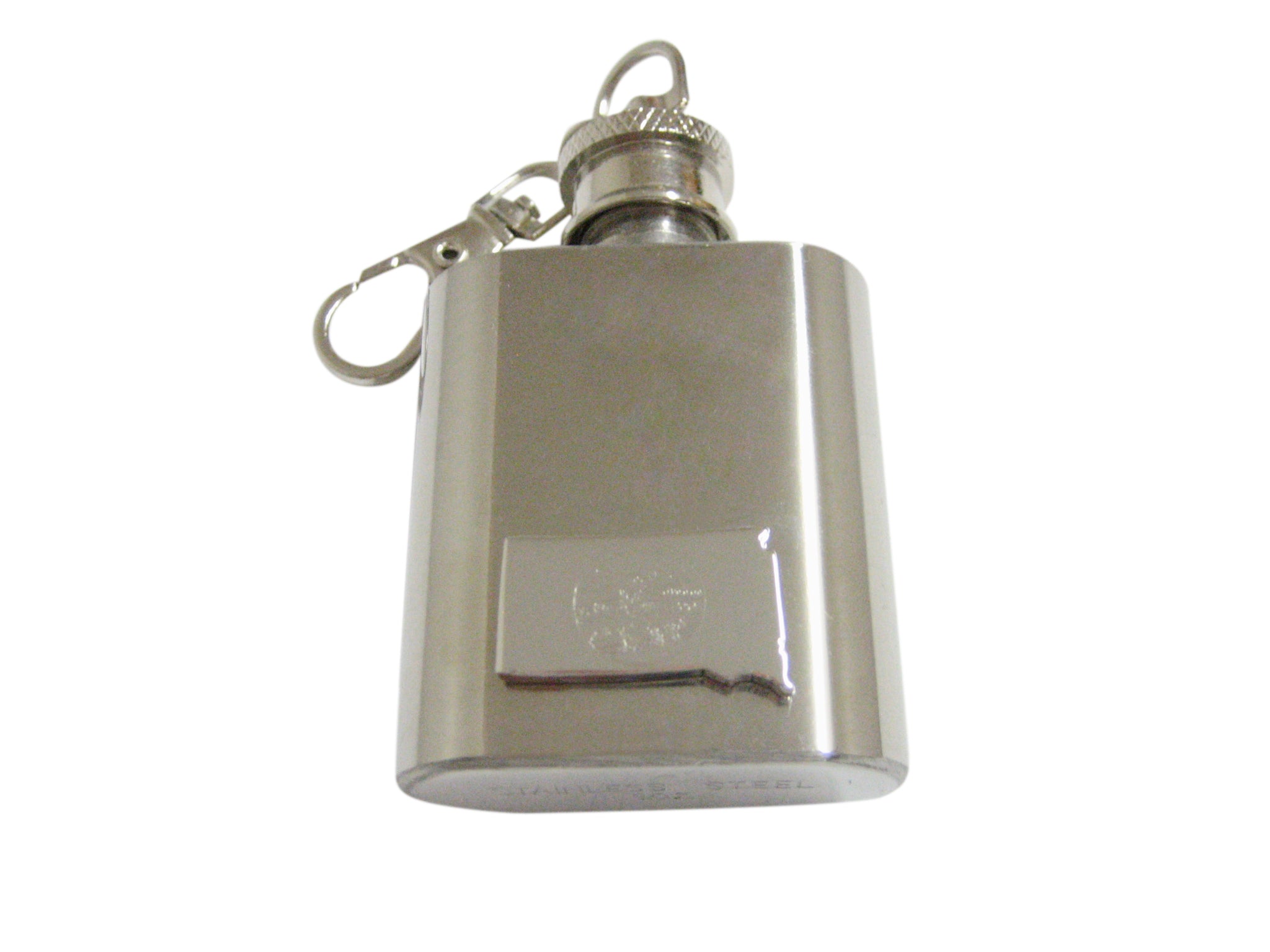 South Dakota Map Shape and Flag Design 1 Oz. Stainless Steel Key Chain Flask