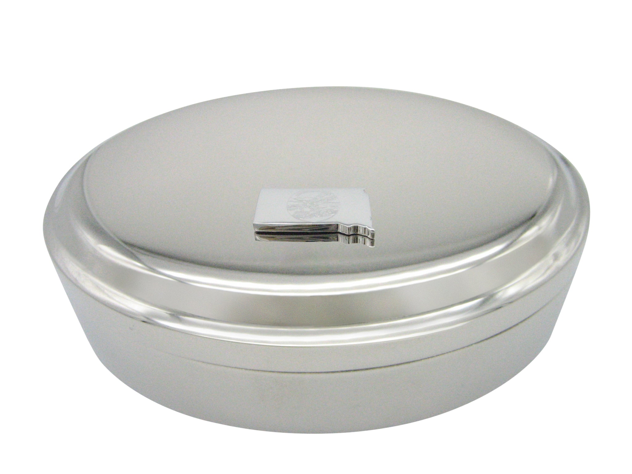 South Dakota Map Shape and Flag Design Pendant Oval Trinket Jewelry Box