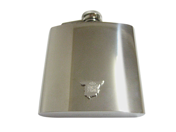 Spain Map Shape and Flag Design 6 Oz. Stainless Steel Flask