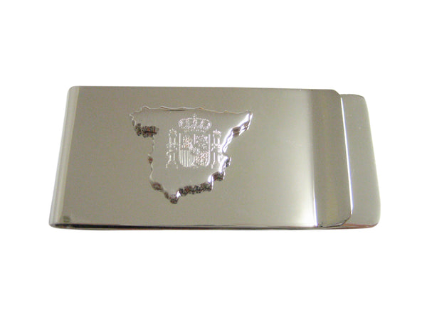 Spain Map Shape and Flag Design Money Clip