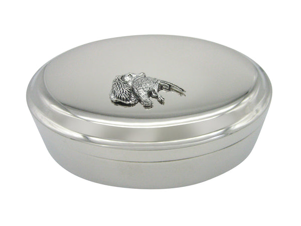 Spaniel Dog Head with Pheasant Bird Pendant Oval Trinket Jewelry Box
