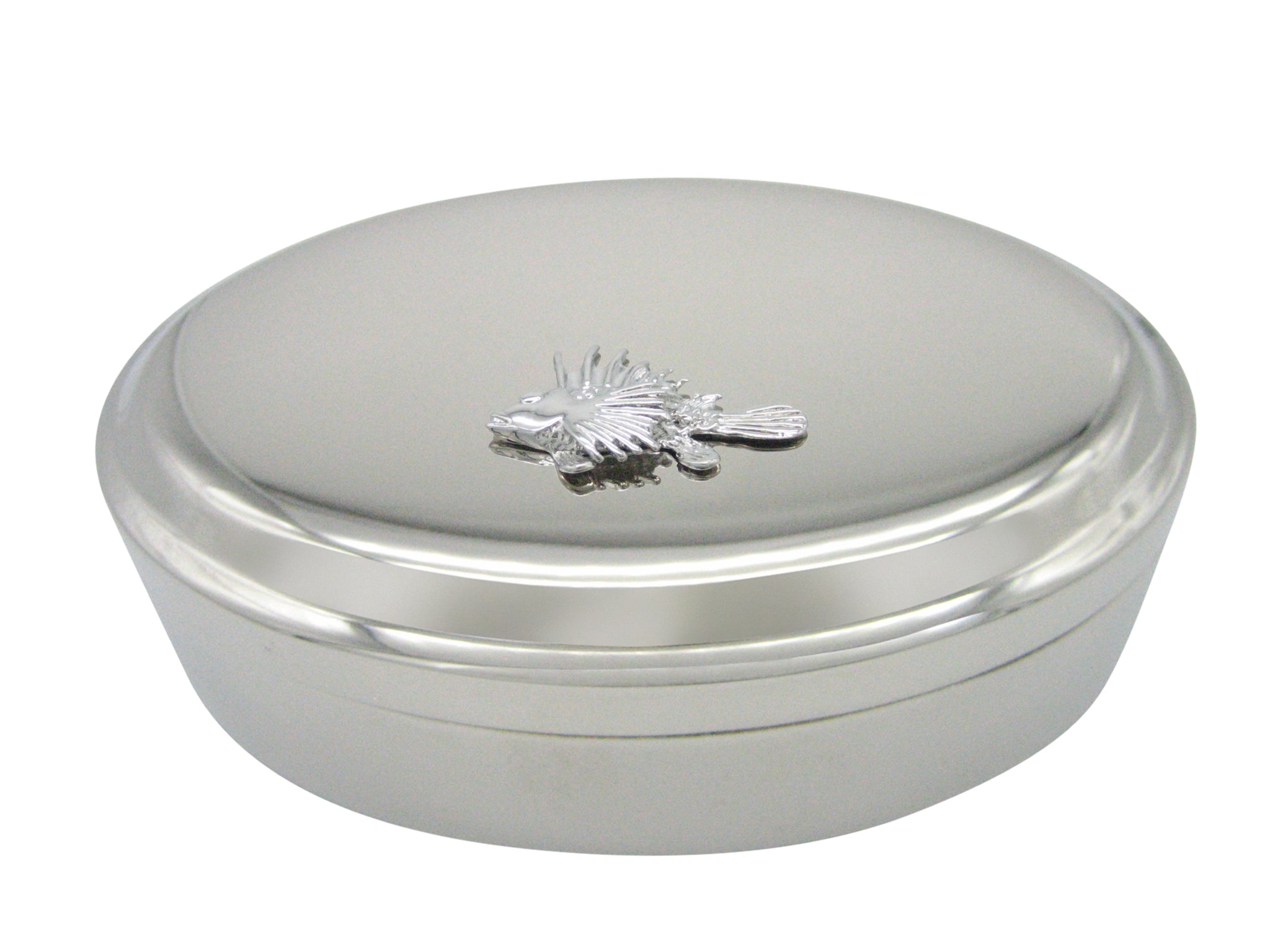 Spiky Tropical Fish Pendant Oval Trinket Jewelry Box