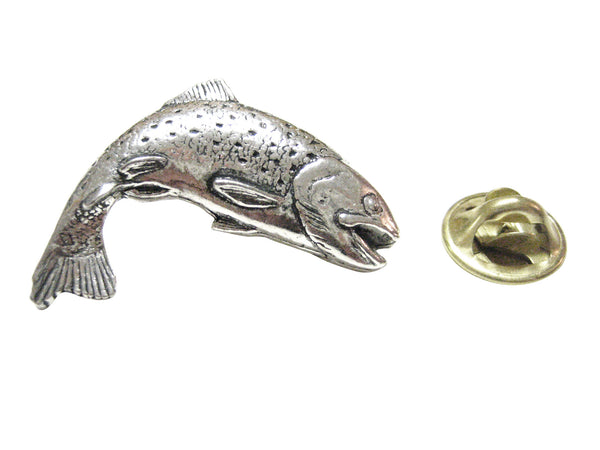 Splashing Salmon Fish Lapel Pin