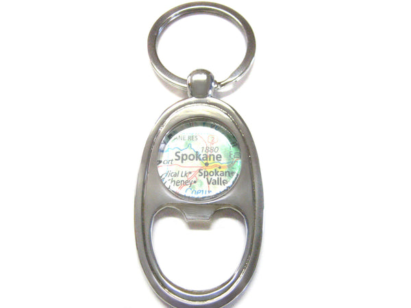 Spokane Washington Map Bottle Opener Key Chain