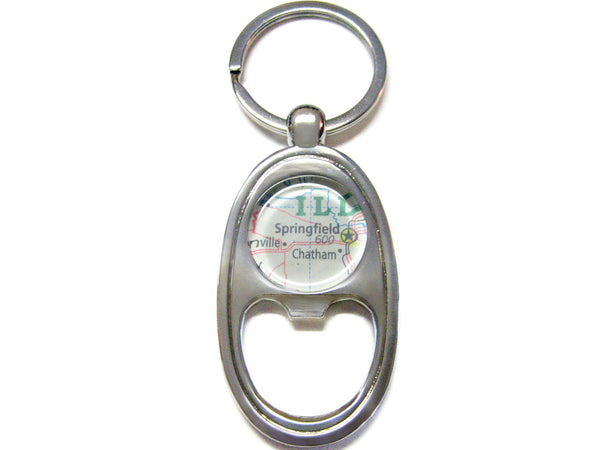 Springfield Illinois Map Bottle Opener Key Chain