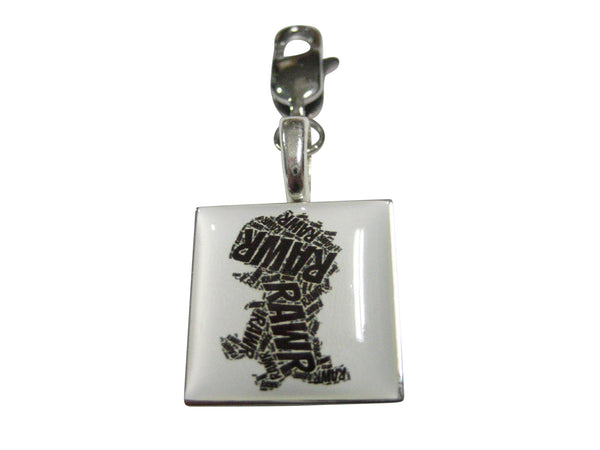 Square Fun T Rex Dinosaur Pendant Zipper Pull Charm