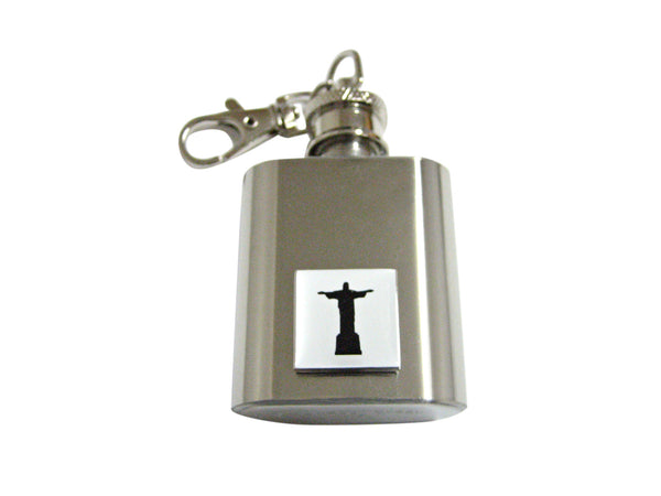 Square Christ The Redeemer Rio Statue 1 Oz. Stainless Steel Key Chain Flask