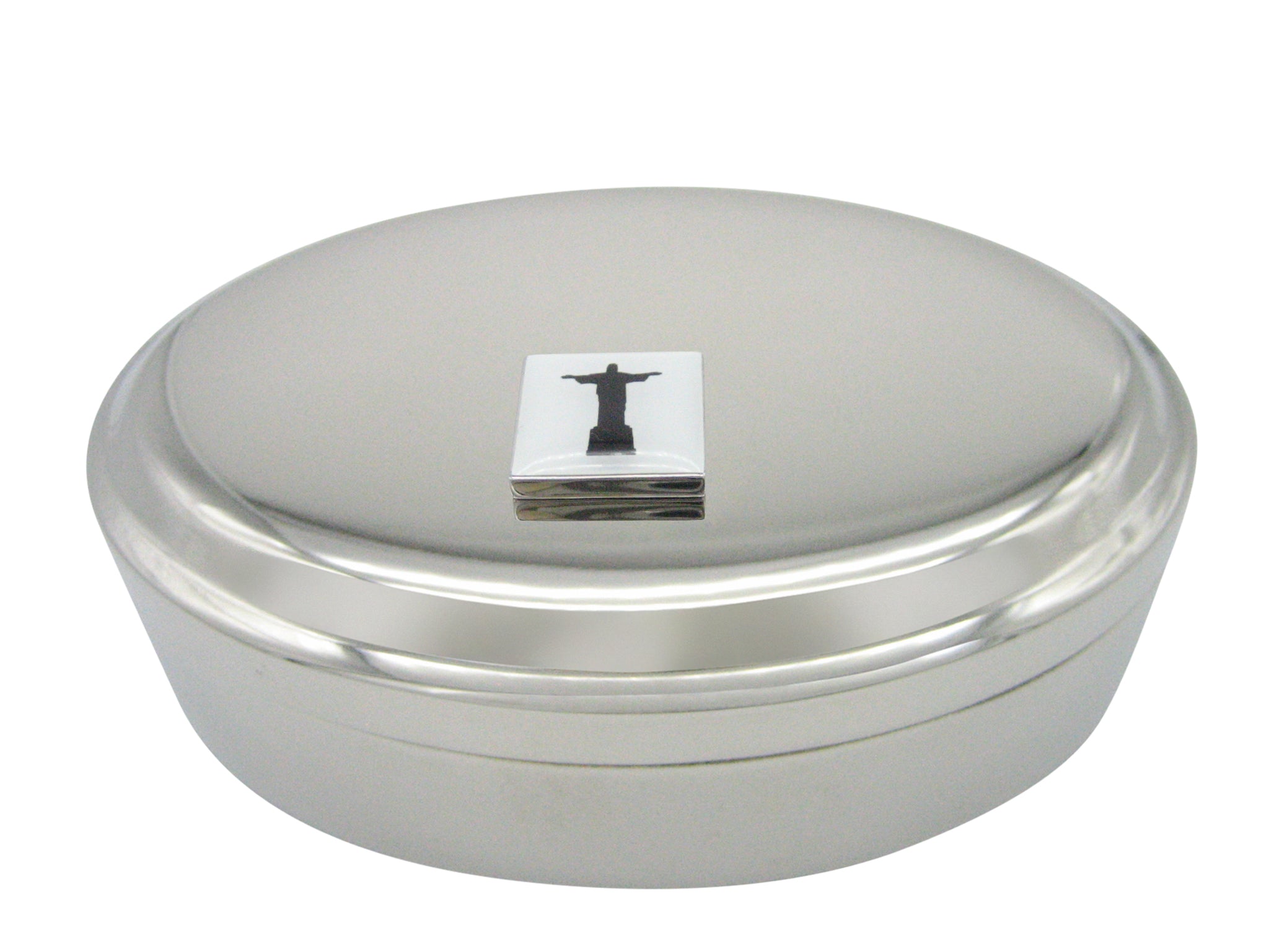 Square Christ The Redeemer Rio Statue Pendant Oval Trinket Jewelry Box