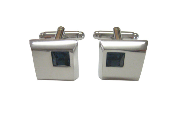 Square Cufflinks with Black Crystal