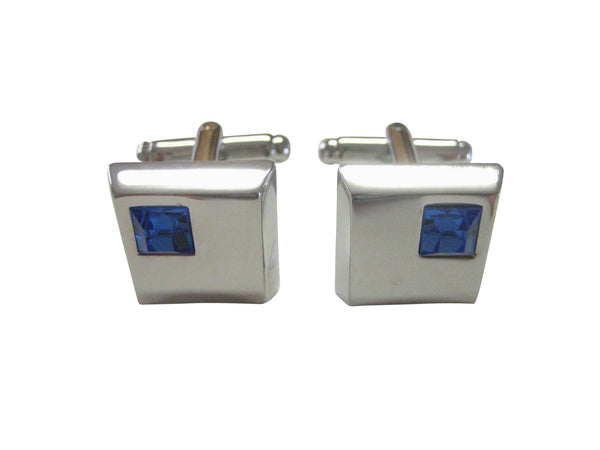 Square Cufflinks with Blue Crystal