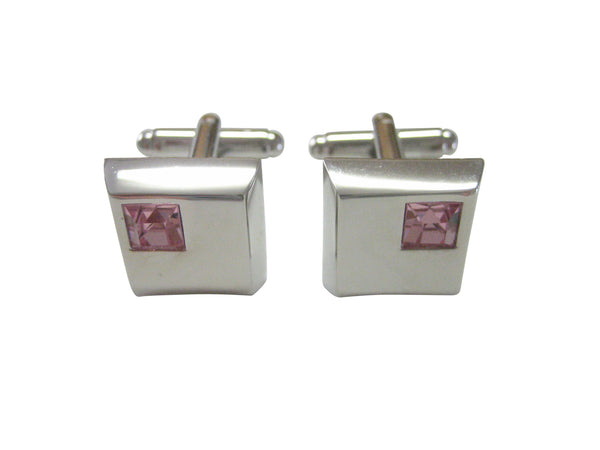 Square Cufflinks with Pink Crystal