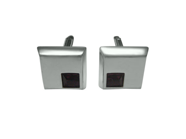 Square Cufflinks with Magenta Crystal