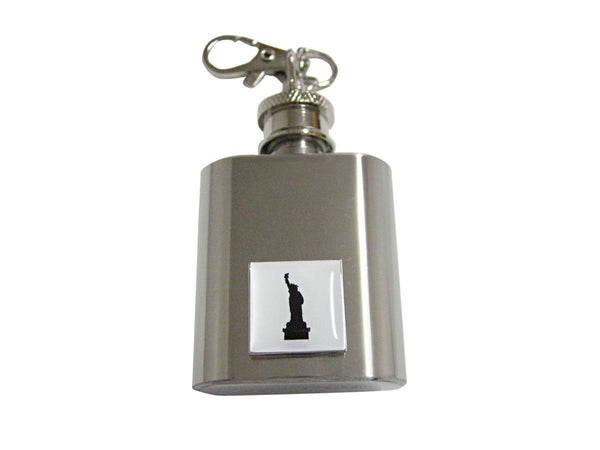 Square Iconic Statue of Liberty 1 Oz. Stainless Steel Key Chain Flask
