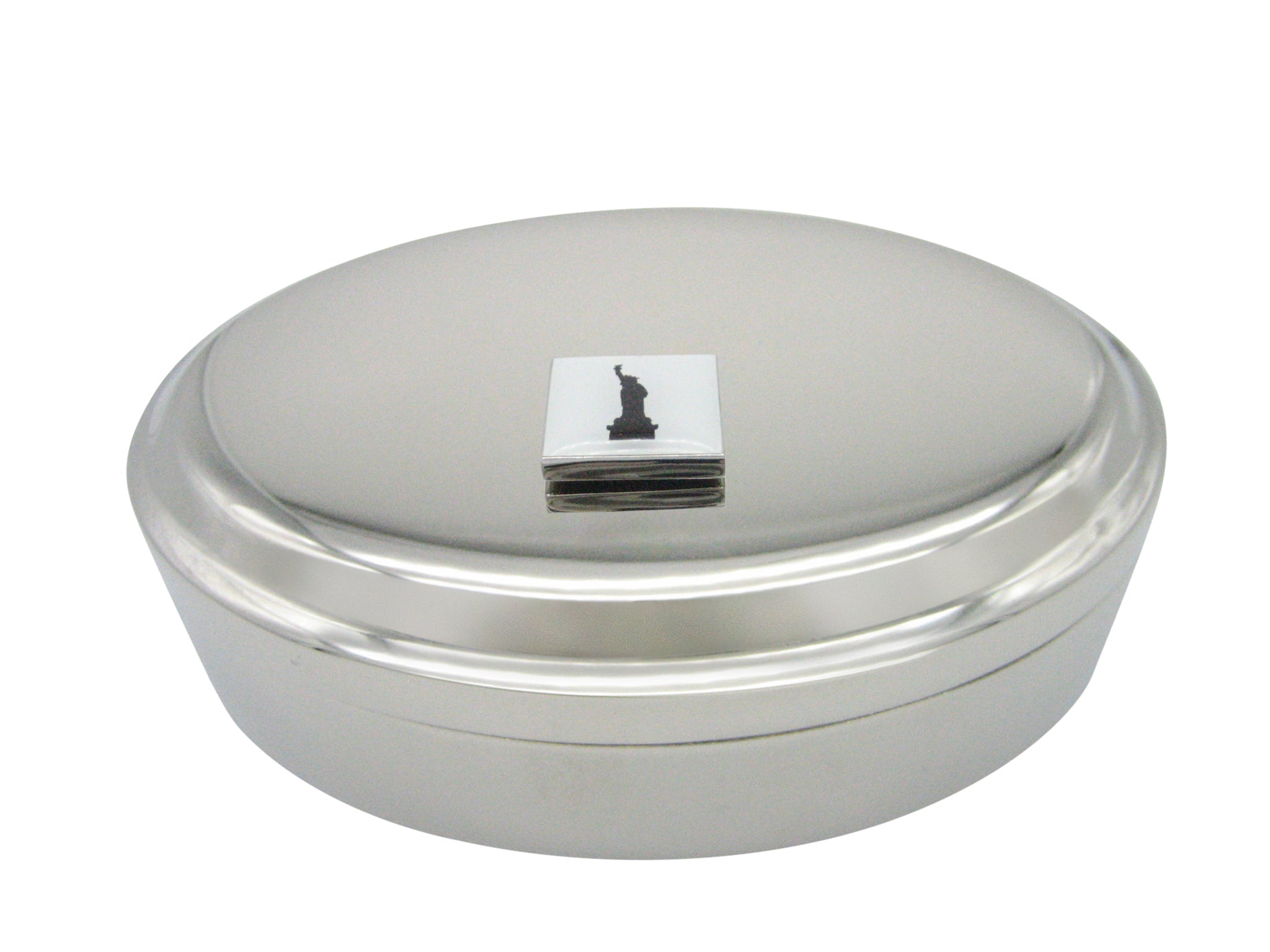 Square Iconic Statue of Liberty Pendant Oval Trinket Jewelry Box