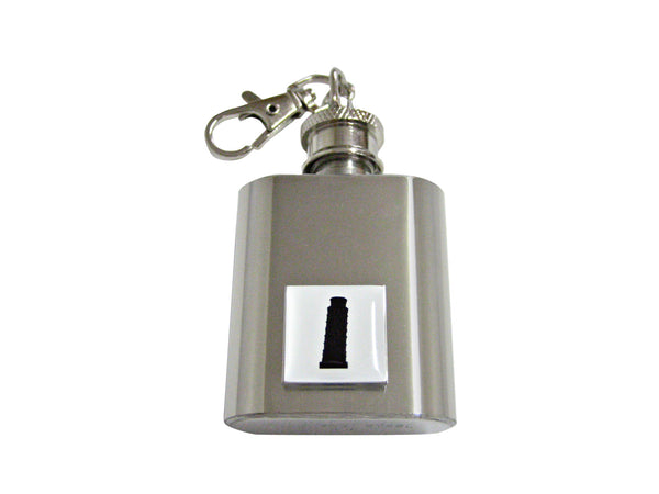 Square Leaning Tower of Pisa 1 Oz. Stainless Steel Key Chain Flask