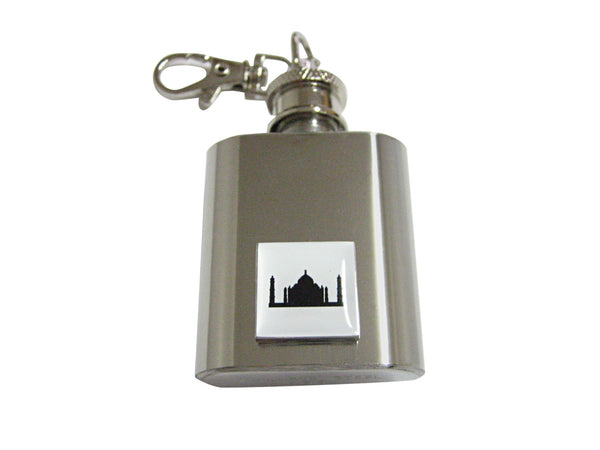 Square Taj Mahal 1 Oz. Stainless Steel Key Chain Flask