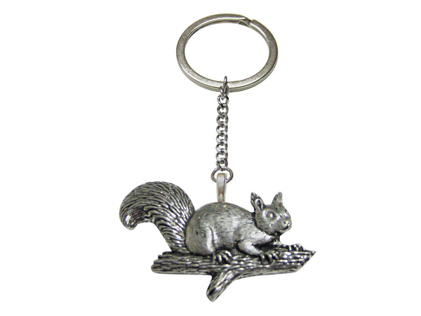 Squirrel on Branch Pendant Keychain